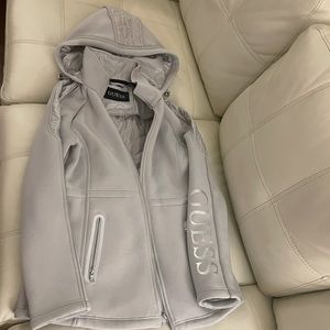Guess jacket and hoodie. Silver and gray.